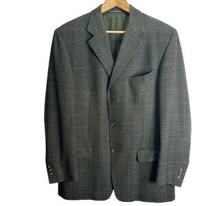 Vintage Green Wool Check Plaid Blazer Jacket Italy 42R Suit Sport  Coat Wedding